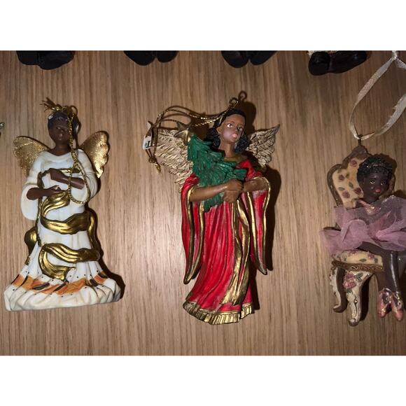 Vintage Midwest Black African Santa Angels Ballerina Ornaments Lot of 11 - Picture 7 of 11